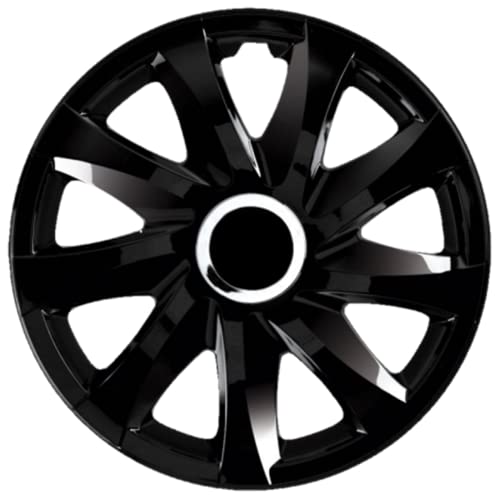 Ohmtronixx Drift Radkappen 16 Zoll 4er Set, schwarz metallic, Radzierblenden aus ABS Kunststoff