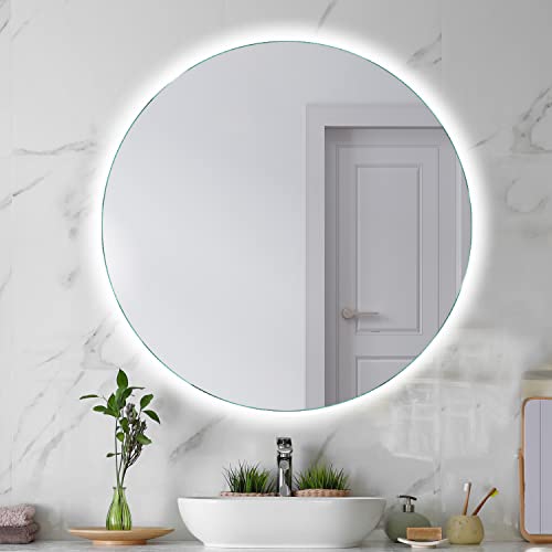SARAR Runder Wandspiegel mit indirekter rundum LED-Beleuchtung 120cm Made in Germany Designo MAR113 Badspiegel Badezimmerspiegel