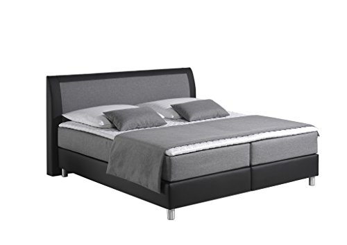 Maintal Boxspringbett Sharon, 160 x 200 cm, Stoff, 7-Zonen-Taschenfederkern Matratze h3, silbergrau/schwarz