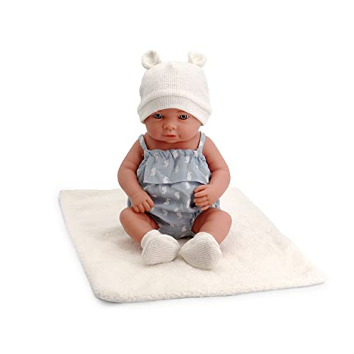 Tachan - Babypuppe 40 cm, mit Ranita Bedruckt mit blauem Stoff, Mütze und Socken, mit Lammdecke, realistische Physik von Babys (CPA Toy Group Trading S.L. 788T00630)