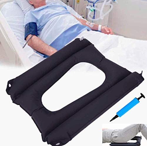 Aufblasbare Kissen - Anti-Dekubitus-Sitzpolster für ältere Menschen für bettlägerige Behinderte zur Schmerzlinderung, geeignet für Toilettenstuhl im Vergleich zu Rollstuhl, atmungsaktiv und bequem