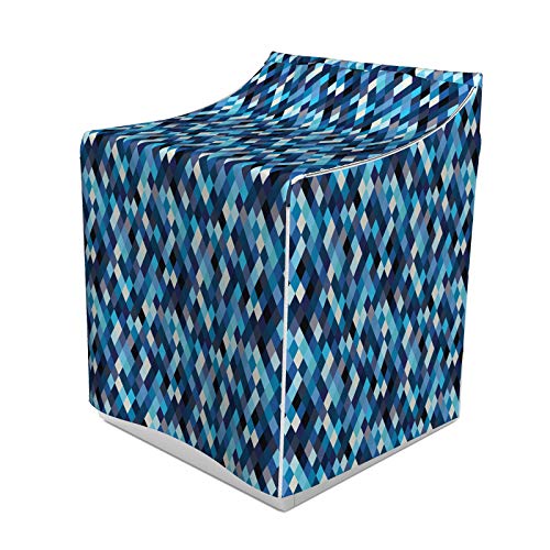 ABAKUHAUS Modern Waschmaschienen und Trockner, Mode Triangles Hexagons und geometrische Formen in blauen und weißen Farben Bild, Bezug Dekorativ aus Stoff, 70x75x100 cm, Mehrfarbig