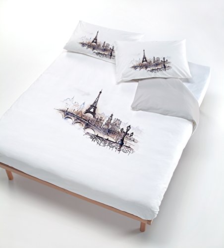 Digital cp-dig-2p Bettbezug, 100% Baumwolle, Doppelbett 715 PARIS (250 x 200 cm + 2/52 x 82 cm) grau