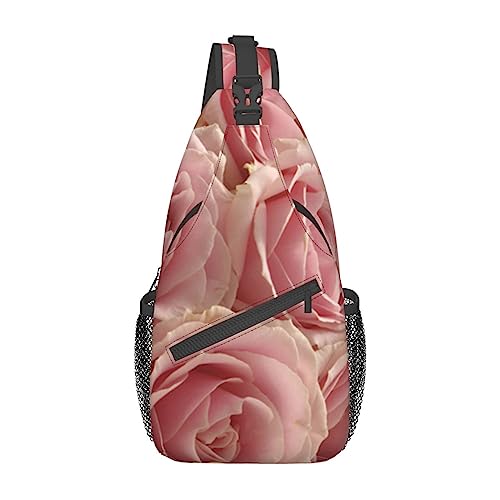 Schulter-Rucksack mit Rosen-Blumendruck, leicht, faltbar, wasserabweisend, für den täglichen Gebrauch, Schwarz , Einheitsgröße