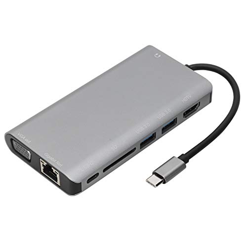 Typ-C-Multiport-Adapter ， 8-in-1-Multifunktions-Hub mit Rj45 VGA USB3.0-Buchse SD HDTV PD-Schnittstelle für Laptop, Tablets, PC, (Silber)