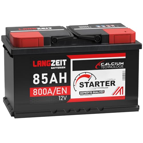 LANGZEIT Autobatterie 12V 85AH 800A/EN ersetzt 80Ah 90Ah Starter Batterie