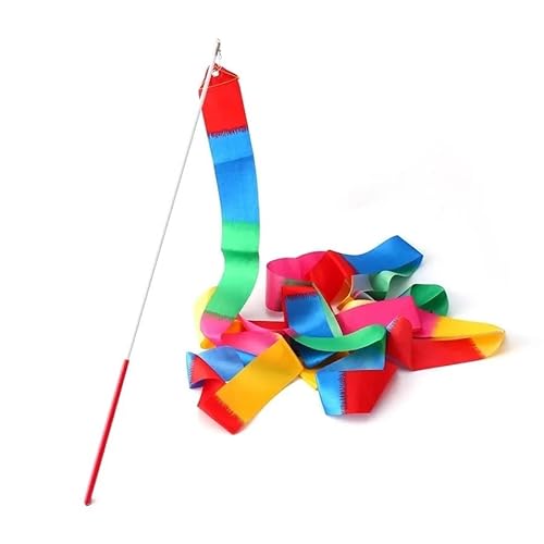 Tanzbändchen 4M Bunte Turnbänder Tanzband Rhythmische Kunst Gymnastik Ballett Streamer Twirling Rod Stick Tanzbänder (Color : Segment Color)