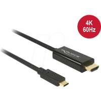 Delock USB / HDMI Anschlusskabel [1x USB-C™ Stecker - 1x HDMI-Stecker] 1 m Schwarz