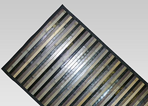 BIANCHERIAWEB Bambus-Teppich Degradé, schwarz, Küchenläufer 50 x 290 cm, rutschfest, 100 % Bambus, Küchenläufer aus strapazierfähigem Material, nimmt Keine Flecken auf