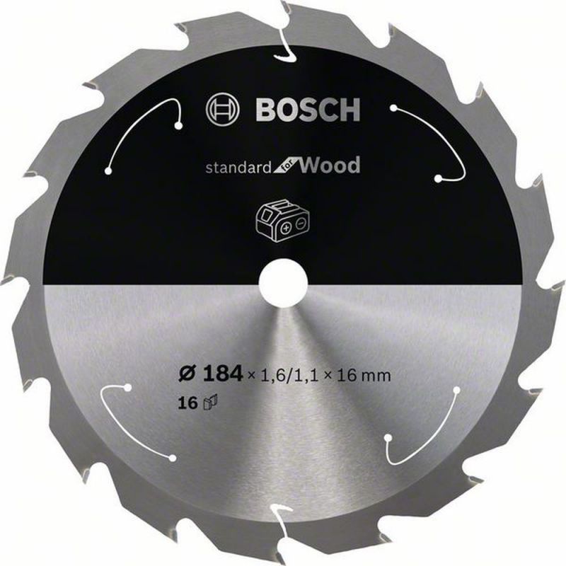 Bosch Akku-Kreissägeblatt Standard for Wood, 184 x 1,6/1,1 x 16, 16 Zähne 2608837697