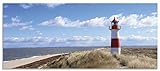 ARTland Spritzschutz Küche aus Alu für Herd Spüle 120x50 cm (BxH) Küchenrückwand mit Motiv Strand Nordsee Meer Dünen Himmel Leuchtturm Sylt Maritim T9ML