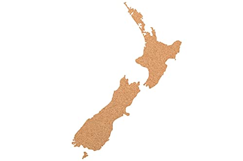 Neuseeland als Pinnwand aus Kork XXL ca. 80x50 cm | Umriss Neuseeland zum Pinnen und als Wanddeko | Tolle CORKWORLD | Detailgenau & Hochwertig