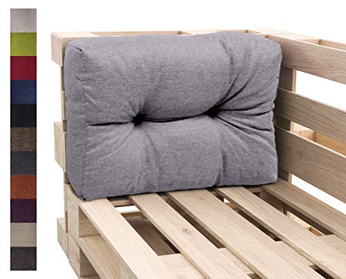 sunnypillow Palettenkissen Auflage Set für Europaletten Indoor und Outdoor Palettenpolster Palettensofa Kissen mit schöner Steppung viele Farben und Größen zur Auswahl Seitenkissen 65 x 50, Grau