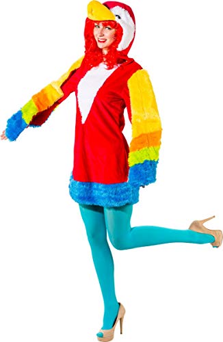 Unbekannt Damen Kostüm Papagei Birdy Kleid Bunt Tier Vogel Fasching Karneval (34/36)