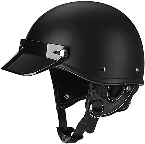 Vintage Motorradhelm Brain-Cap · Halbschale Jet-Helm Motorrad-Helm Roller-Helm ECE-Zertifizierung for Männer Und Frauen Chopper Mofa-Helm Scooter-Helm (Color : C, Größe : S=55~56cm)