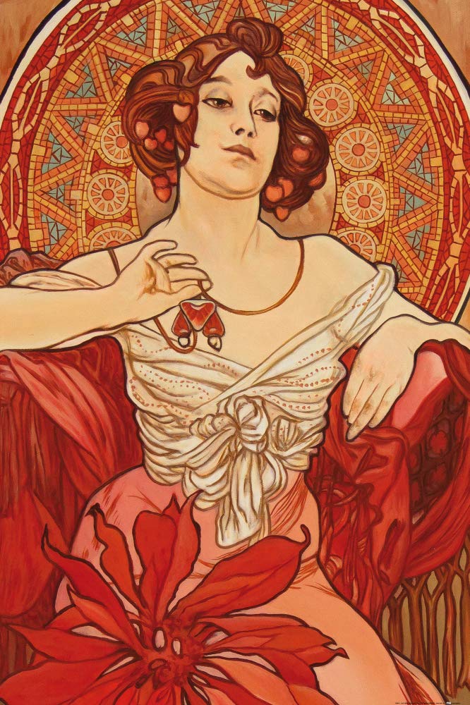 1art1 Alphonse Mucha Poster Die Edelsteine, Rubin 1900 Kunstdruck Bild 120x80 cm