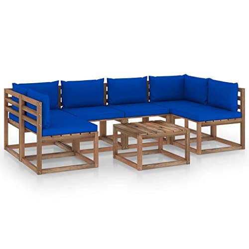 BUKSCYJS GartenstüHle,Lounge GartenmöBel Set,Camping Stuhl7-Tlg. Garten-Sofagarnitur Aus Paletten Mit Kissen Kiefernholzgeeignet FüR Garten, Terrasse, Wohnzimmer, BüRo, Outdoor