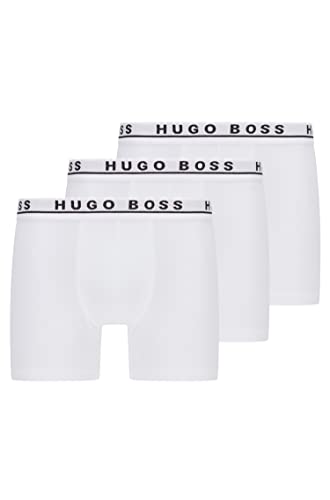 Hugo Boss Herren Boxershorts Unterhosen Boxer Brief 50325404 6er Pack, Weiß (White 100), Medium