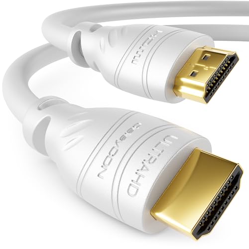 deleyCON 25m HDMI Kabel 2.0a/b - High Speed mit Ethernet - UHD 2160p 4K@60Hz 4:2:0 HDCP 2.2 ARC CEC Ethernet 18Gbps 3D Full HD 1080p Dolby - Weiß