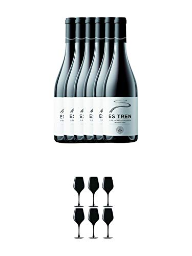 Es Tren Vino Tino Mallorca IGP Rotwein 6 x 0,75 Liter + Blind Tastinglas für Wein Exquisit 6 Gläser - 1477402