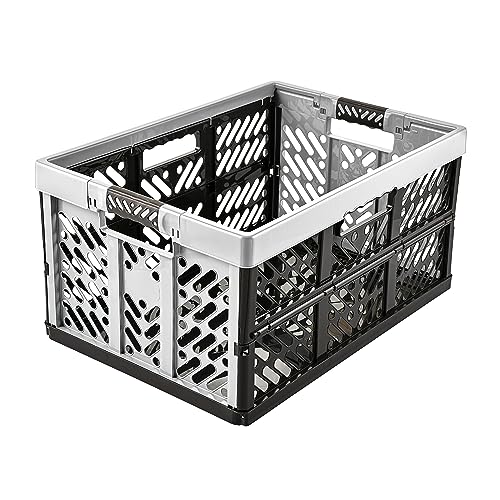 keeeper 4x Stabile Profi-Klappboxen mit Soft-Touch Griffen, 54 x 37 x 28 cm, 45 l, Ben, Hellgrau