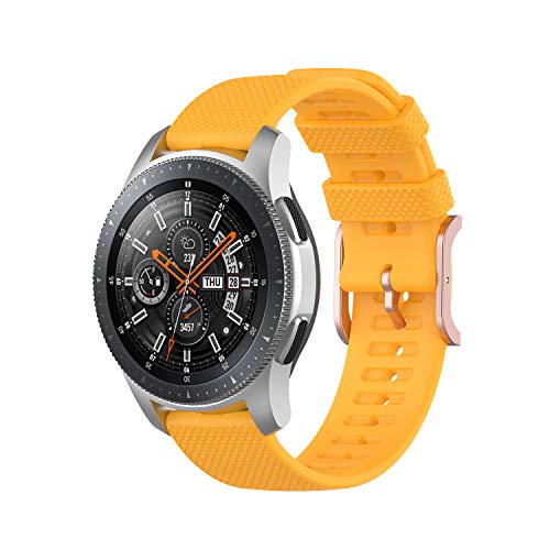 Bemodst Kompatibel für Samsung Galaxy Watch 3 45mm Armband, Galaxy Watch 46mm, 22mm Textur Silikon Armband Fitness Uhr Ersatzband Sport Armband (Yellow)