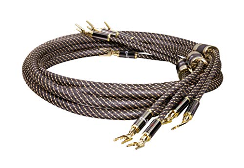 Dynavox Black Line Lautspecherkabel, Paar, Flexibles High-End-Kabel mit hochwertigen Bananensteckern, konfektioniert, Farbe schwarz, Länge 5m