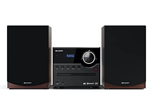 SHARP XL-B517D(BR) Micro Sound System Stereo mit DAB, DAB+, FM, Bluetooth, CD-MP3, USB-Wiedergabe, Holzlautsprecher und 45 W braun