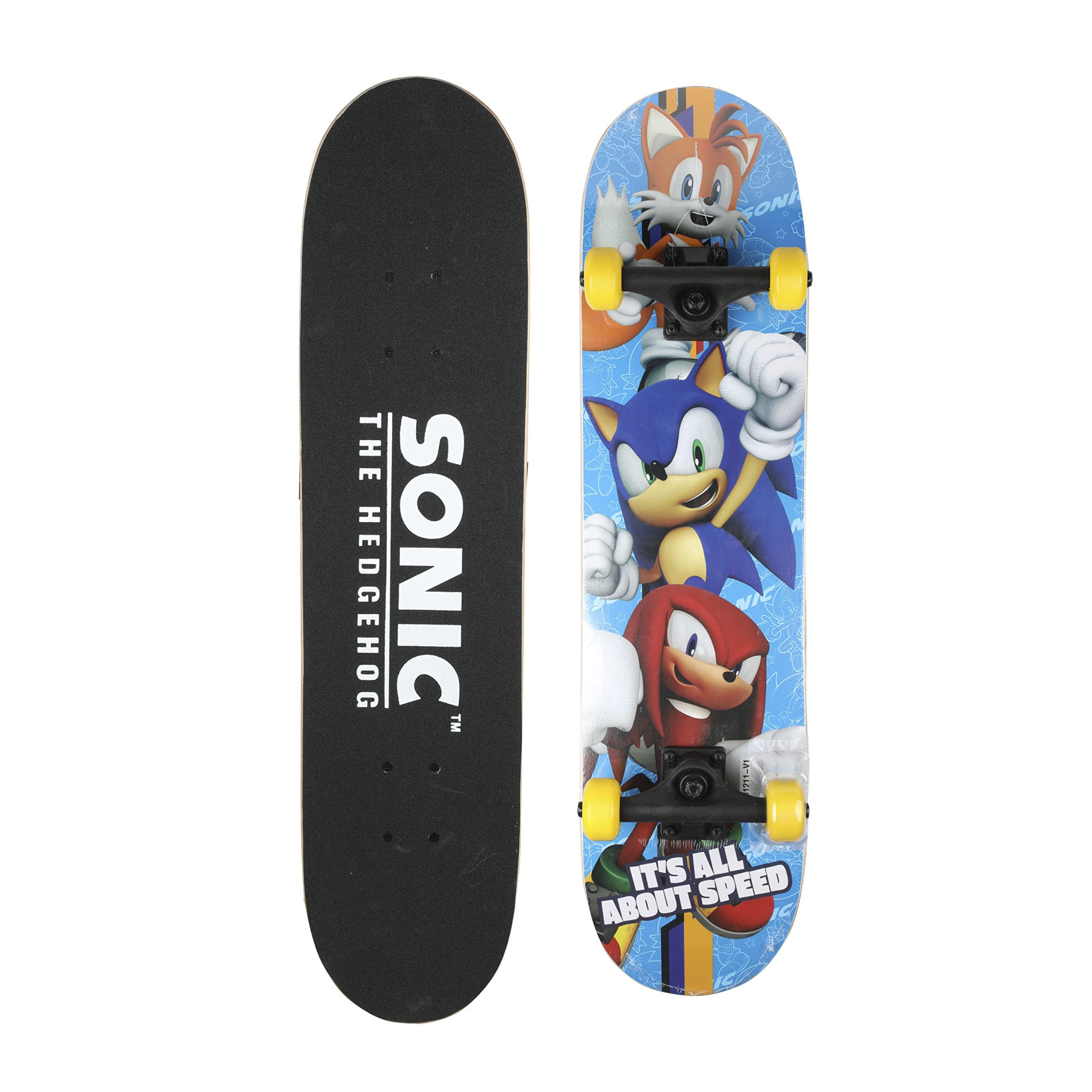 Sonic The Hedgehog 78,7 cm Skateboard, 9-lagiges Ahorn-Schreibtisch-Skate-Board für Cruising, Carving, Tricks und Downhill