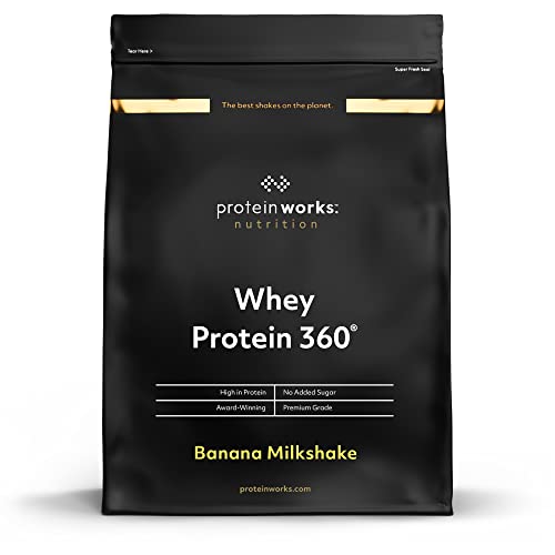 THE PROTEIN WORKS Whey Protein 360 Pulver | Proteinreicher Shake | Ohne Zuckerzusatz und fettarm | Proteinmischung | Banana Milkshake | 1.2kg