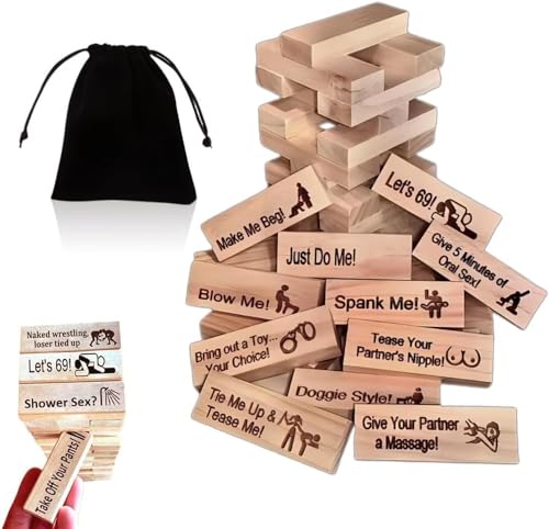MIGEDY Superfreches Blockturm-Spiel, Valentine Tumbling Tower Stacking Blocks-Spiel, Ideen for Paaraktivitäten, for die Nachtparty for Erwachsene