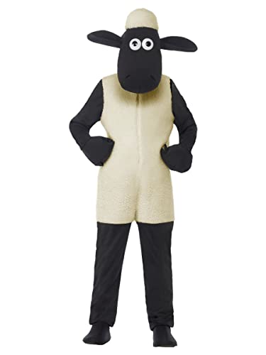 Smiffys Kinder Unisex Shaun das Schaf Kostüm, Jumpsuit und Kopfteil, Größe: M, 20607