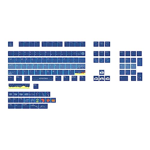Miaelle 128PBT Hitzesublimation XDA Profile Blue Swim Tastenkappe Für Mechanische Tastaturen Glatte Und Ölbeständige PBT Tastenkappen 128 Tastenkappen