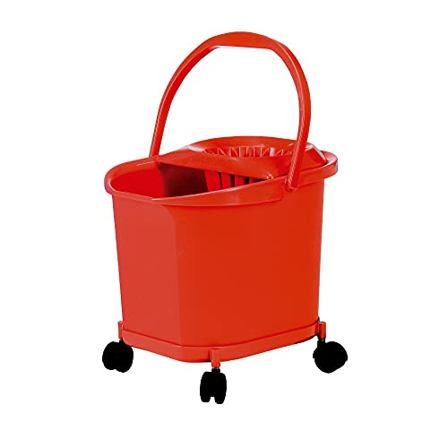 Denox DEN359 Selecta Bodenwischer mit 16 l Rädern, Kunststoff, rot