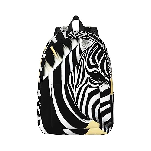Schwarze und weiße Zebra-Seesack aus Segeltuch, große Kapazität, mit verstellbaren Schultergurten, für Schule, Outdoor-Sport, Schwarz , M