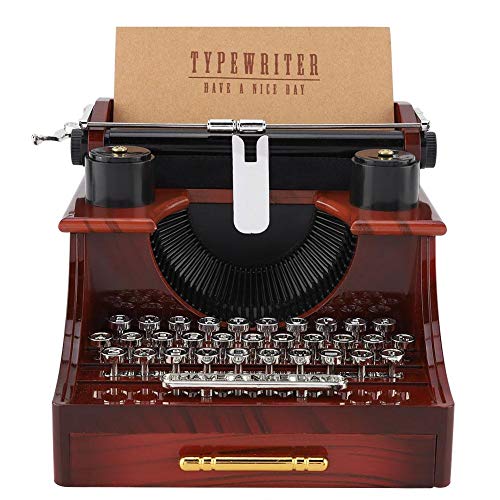 Mini Schreibmaschinen Spieluhr, Vintage Schreibmaschine Stil mechanische Spieluhr Geschenk Schmuckschatulle mit Schublade Klassische Spieldosen für Home Bar Shop Dekoration