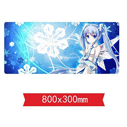 IGIRC Mauspad,Hatsune Miku 800x300mm Extra Large Mouse Pad,Gaming Mousepad, Anti-Slip Natural Rubber Gaming Mouse Mat with 3mm Locking Edge, V