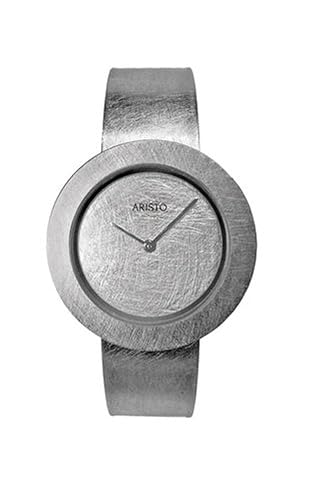 Aristo Titan Quarz-Armbanduhr - Silberfarbenes Titanarmband und silberfarbenes Ziffernblatt mit Front aus Mineralglas - Made in Germany