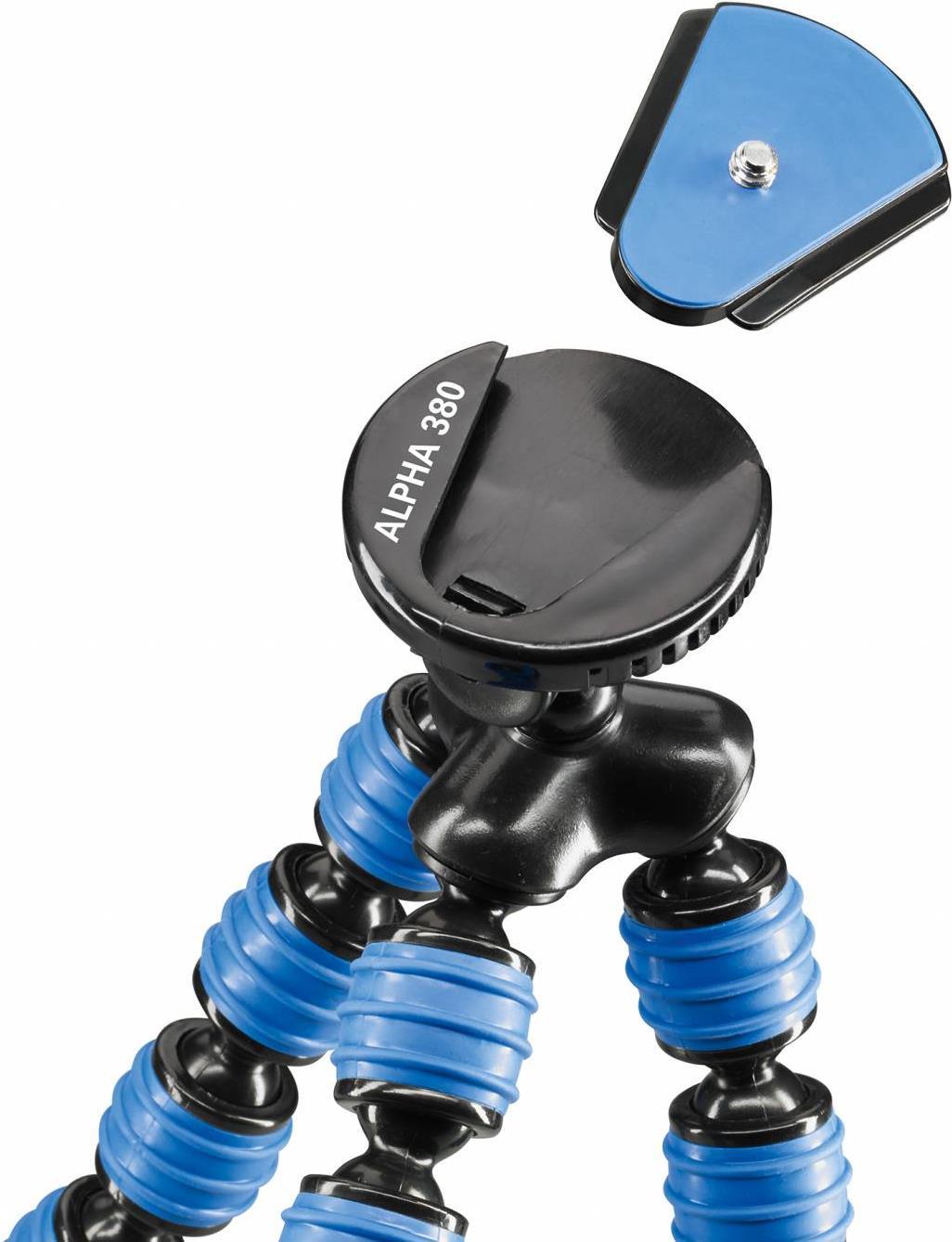 Cullmann Alpha 380 Mobile Flexibles Ministativ mit Smartphone-Halterung, blau, Tragfähigkeit 1,5 kg, 267g leicht, 380 Mobile (30 cm), 50029