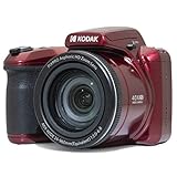 KODAK Pixpro Astro Zoom AZ405 – Digitalkamera Bridge Zoom, X40 Zoom, 24 mm Weitwinkel, 20 Megapixel, LCD 3, Full HD 1080p, OIS, AA-Batterie – Rot