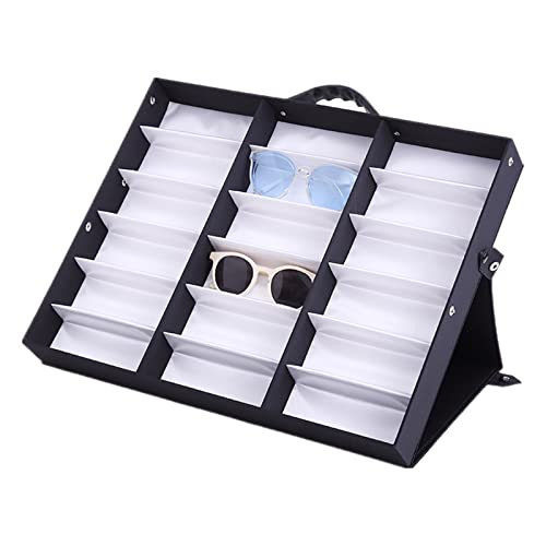 ChengBeautiful Brillenaufbewahrungsbox 18 Gitter Tragbare Gläser Display Box Sonnenbrille Sonnenbrille Aufbewahrungsbox Multi Grid Gläsern Display Requisiten (Farbe : Black, Size : 18 grids)