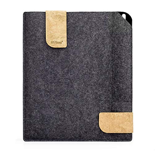 Stilbag Filztasche für Samsung Galaxy Tab A 10.5 | Etui Case aus Merino Wollfilz und Kork mit Stylus Fach | Modell KUNO in anthrazit - schwarz | Tablet Schutz-Tasche Made in Germany