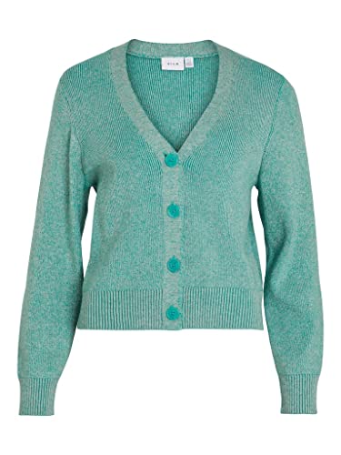 Vila Damen VIRIL Multi Short L/S Knit Cardigan-NOOS Strickjacke, Green Milieu/Detail:W. Alhambra, XS