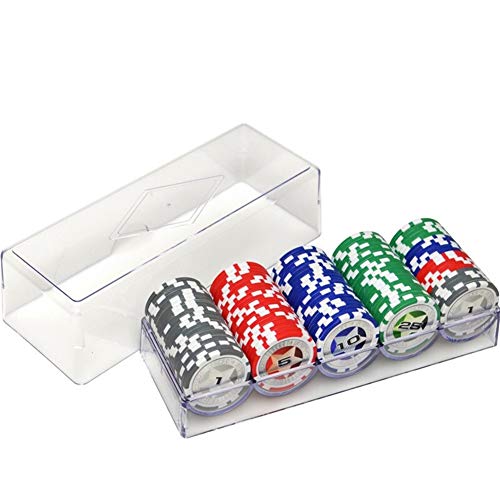 TX GIRL 100PCS / 200PCS Poker Chips Set Mit Acrylic Case Poker Chips Casino Texas Hold'em ABS Mit Stern Trim Aufkleber Baccarat (Color : 100pcs wave with lid)