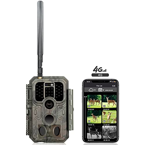 Folgtek Cellular Wildkamera 4G LTE 32MP 1296P mit 32 GB SD Karte, Nachtsicht und Bewegungserkennung 0,1s Erfassungszeit 120° Weitwinkel IP66 Wasserdicht für Wildtiere, Haus und Bauernhofsicherheit