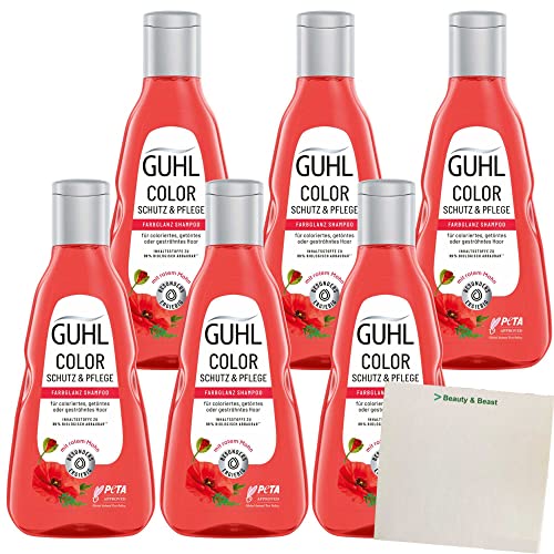 Guhl Shampoo mit rotem Mohn 6er Pack (6x250ml Flasche) + usy Block