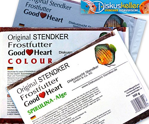 Stendker Frostfutter Sparpaket NEU!! 10 x GoodHeart Mix (normal/Colour/SPIRULINA) Diskusfutter: 500g Flachtafel Sparpaket