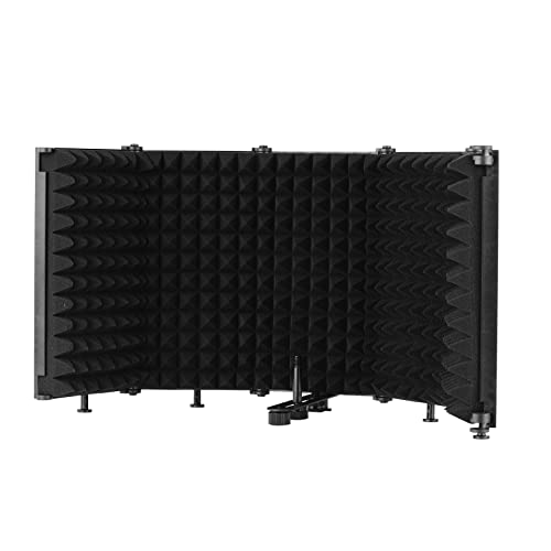Faltbarer Mikrofon-Isolationsschild,Mic Shield 5 Seiten Vocal Booth 3-Schicht Tragbar Geräuschdämmung Absorbierend Schaum für Studioaufnahmen auf dem Schreibtisch.
