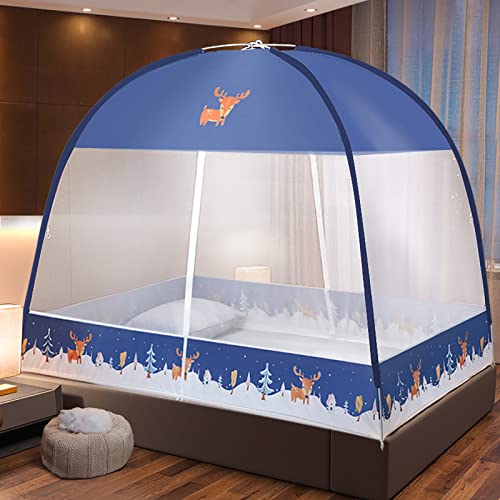 Zusammenklappbares Moskitonetz für das Bett, tragbares Doppeltür-Reise-Moskitonetz mit Netzboden, einfach zu installierendes Pop-up-Moskitonetz-Zelt für Camping-Reisen im Freien,B,1,8 x 2,2 m