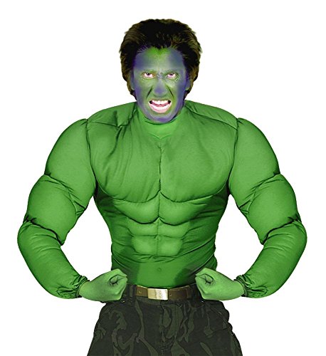 shoperama Hulk muskulöser Oberkörper Grün Herren-Kostüm Sixpack Muskeln Muckies Fatsuit Kostüm-Zubehör Comic, Größe:L
